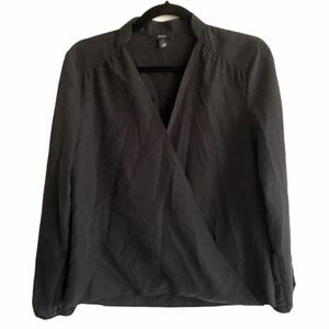 Anthropologie Black Drew Faux Wrap Blouse Size S